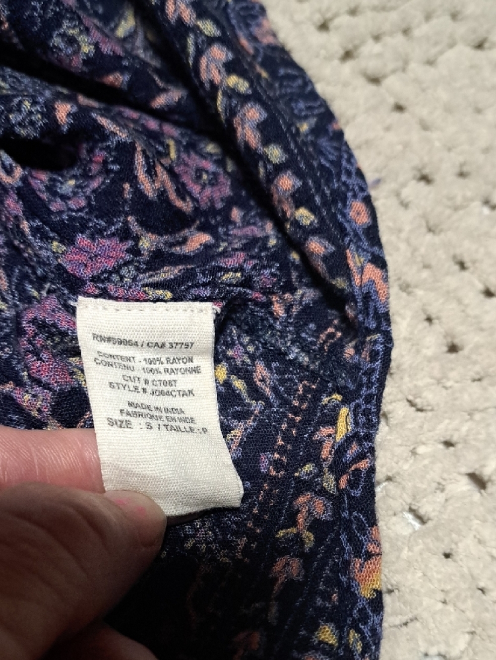 372 - Billabong Navy and Purple Floral Peasant Tunic - Picture 5 of 11
